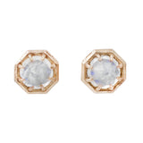 Yellow Gold Rainbow Moonstone Studs